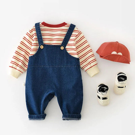 Regenbogen Denim-Romper