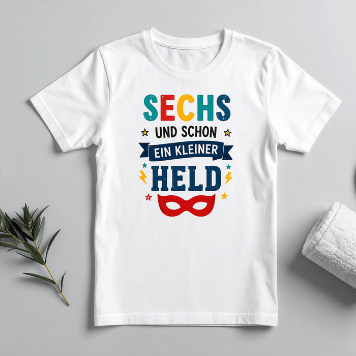 Sechs und schon ein kleiner Held - Märchen Mode aus Bio-Baumwolle personalisierte geschenke Babyset & Bodys mit spruch & Geschenkideen für Neugeborene & 0–24 Monate & und perfekt als Geschenk zur Geburt