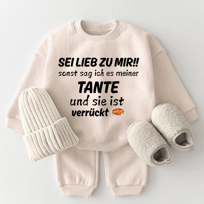Sei Lieb zu mir!! sonst sag ich es meiner Tanta und sie ist verrückt - Märchen Mode aus Bio - Baumwolle personalisierte geschenke Babyset & Bodys mit spruch & Geschenkideen für Neugeborene & 0–24 Monate & und perfekt als Geschenk zur Geburt