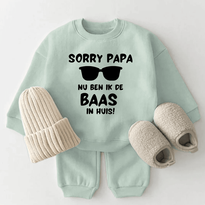 Sorry papa, nu ben ik de baas in huis - Märchen Mode aus Bio - Baumwolle personalisierte geschenke Babyset & Bodys mit spruch & Geschenkideen für Neugeborene & 0–24 Monate & und perfekt als Geschenk zur Geburt