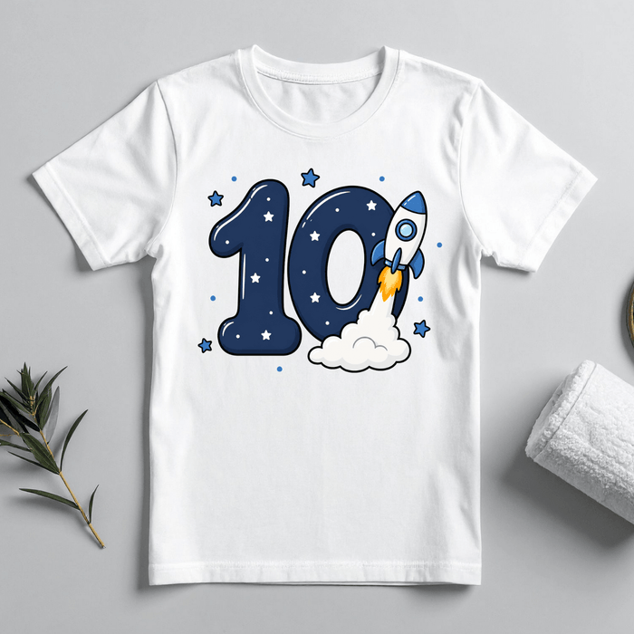 Space Rocket - Tshirt 10 - Märchen Mode aus Bio-Baumwolle personalisierte geschenke Babyset & Bodys mit spruch & Geschenkideen für Neugeborene & 0–24 Monate & und perfekt als Geschenk zur Geburt