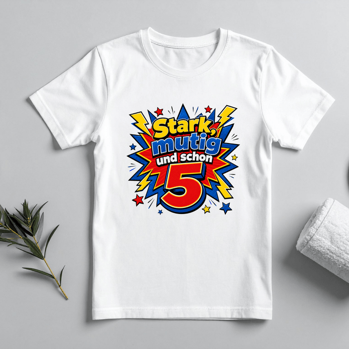 Stark, mutig und schon 5 - Märchen Mode aus Bio-Baumwolle personalisierte geschenke Babyset & Bodys mit spruch & Geschenkideen für Neugeborene & 0–24 Monate & und perfekt als Geschenk zur Geburt
