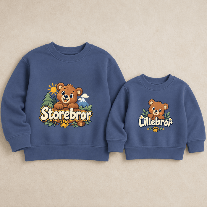 Storebror & Lillebror Bjørn Matching Sweatshirts - Märchen Mode aus Bio-Baumwolle personalisierte geschenke Babyset & Bodys mit spruch & Geschenkideen für Neugeborene & 0–24 Monate & und perfekt als Geschenk zur Geburt