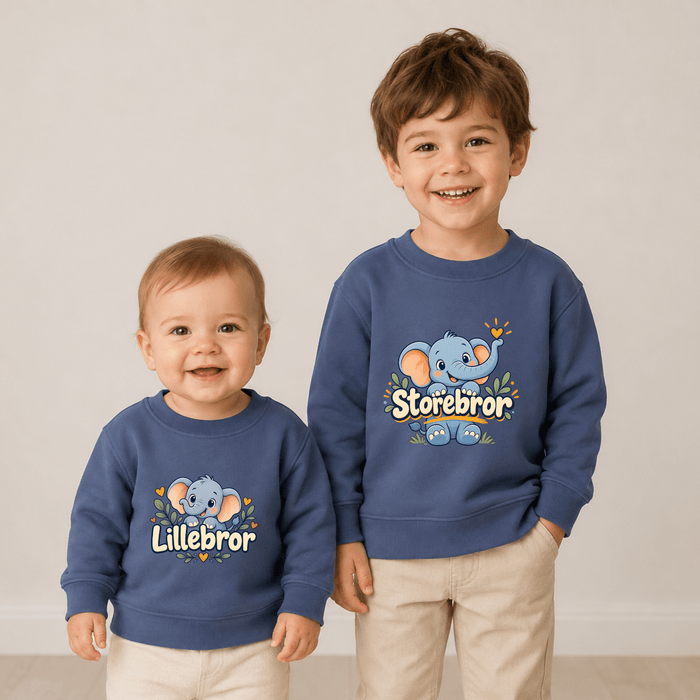Storebror & Lillebror Elefant Matching Sweatshirts - Märchen Mode aus Bio-Baumwolle personalisierte geschenke Babyset & Bodys mit spruch & Geschenkideen für Neugeborene & 0–24 Monate & und perfekt als Geschenk zur Geburt