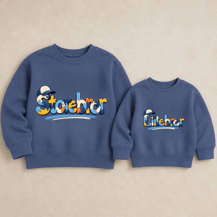 Storebror & Lillebror Puslespil med Kasket Matching Sweatshirts - Märchen Mode aus Bio-Baumwolle personalisierte geschenke Babyset & Bodys mit spruch & Geschenkideen für Neugeborene & 0–24 Monate & und perfekt als Geschenk zur Geburt