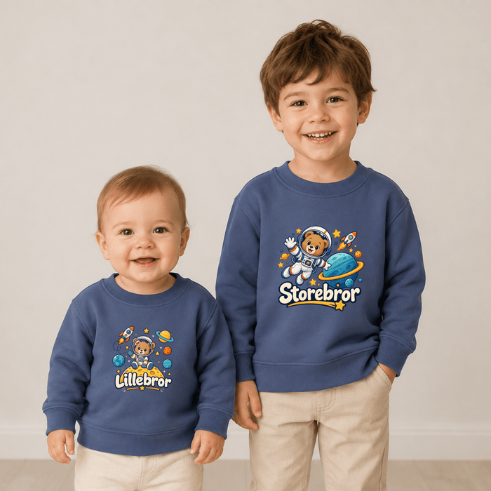 Storebror & Lillebror Rum-Bjørn Matching Sweatshirts - Märchen Mode aus Bio-Baumwolle personalisierte geschenke Babyset & Bodys mit spruch & Geschenkideen für Neugeborene & 0–24 Monate & und perfekt als Geschenk zur Geburt