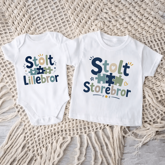 Storebror & Lillebror Stolt Matchende Sæt - Märchen Mode aus Bio-Baumwolle personalisierte geschenke Babyset & Bodys mit spruch & Geschenkideen für Neugeborene & 0–24 Monate & und perfekt als Geschenk zur Geburt
