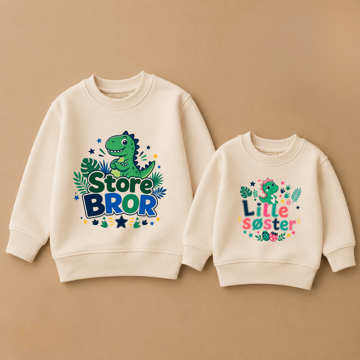 Storebror & Lillesøster Dino Matching Sweatshirts - Märchen Mode aus Bio-Baumwolle personalisierte geschenke Babyset & Bodys mit spruch & Geschenkideen für Neugeborene & 0–24 Monate & und perfekt als Geschenk zur Geburt