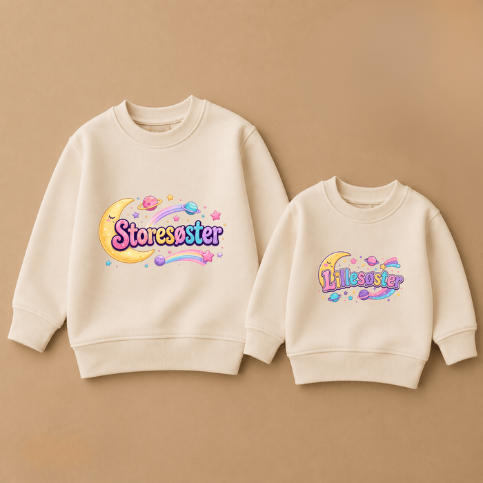 Storesøster & Lillesøster Måne & Planeter Matching Sweatshirts - Märchen Mode aus Bio-Baumwolle personalisierte geschenke Babyset & Bodys mit spruch & Geschenkideen für Neugeborene & 0–24 Monate & und perfekt als Geschenk zur Geburt