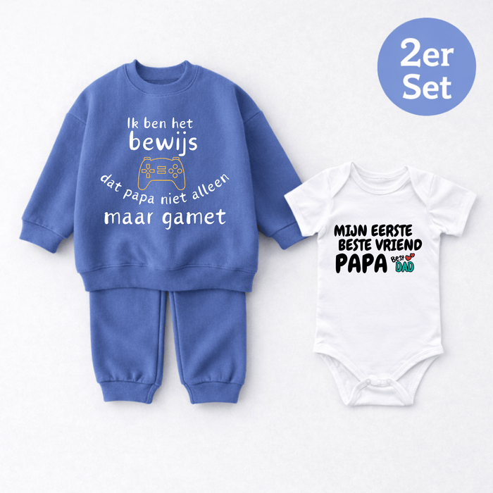 Super PAPA 2er set - Märchen Mode aus Bio - Baumwolle personalisierte geschenke Babyset & Bodys mit spruch & Geschenkideen für Neugeborene & 0–24 Monate & und perfekt als Geschenk zur Geburt