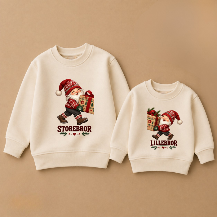 Matchande Storebror & Lillebror Tomte Sweatshirts