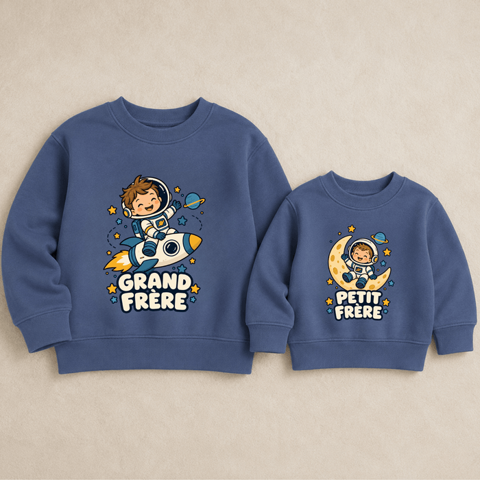 Sweaters assortis grand frère & petit frère astronaute - Märchen Mode aus Bio-Baumwolle personalisierte geschenke Babyset & Bodys mit spruch & Geschenkideen für Neugeborene & 0–24 Monate & und perfekt als Geschenk zur Geburt