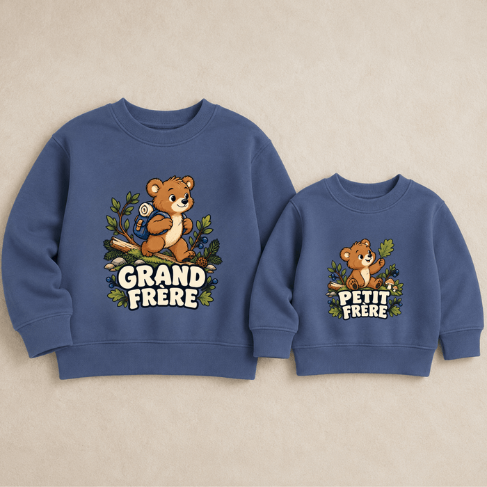Sweaters assortis grand frère & petit frère ours - Märchen Mode aus Bio-Baumwolle personalisierte geschenke Babyset & Bodys mit spruch & Geschenkideen für Neugeborene & 0–24 Monate & und perfekt als Geschenk zur Geburt
