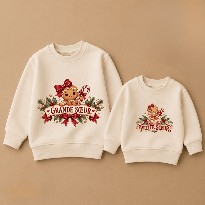 Sweaters de Noël grande sœur & petite sœur – Ourson - Märchen Mode aus Bio-Baumwolle personalisierte geschenke Babyset & Bodys mit spruch & Geschenkideen für Neugeborene & 0–24 Monate & und perfekt als Geschenk zur Geburt