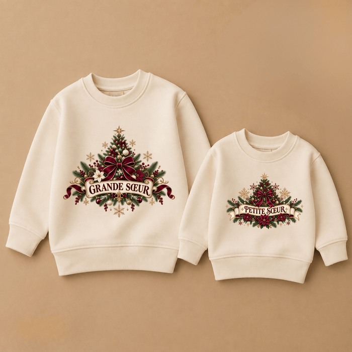 Sweaters de Noël grande sœur & petite sœur – Sapin - Märchen Mode aus Bio-Baumwolle personalisierte geschenke Babyset & Bodys mit spruch & Geschenkideen für Neugeborene & 0–24 Monate & und perfekt als Geschenk zur Geburt
