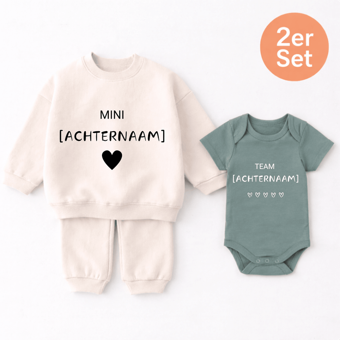 Team Achternaam 2er set - Märchen Mode aus Bio - Baumwolle personalisierte geschenke Babyset & Bodys mit spruch & Geschenkideen für Neugeborene & 0–24 Monate & und perfekt als Geschenk zur Geburt