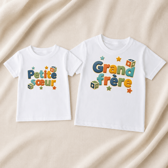Tshit Duo Frères Cubes Colorés - Märchen Mode aus Bio-Baumwolle personalisierte geschenke Babyset & Bodys mit spruch & Geschenkideen für Neugeborene & 0–24 Monate & und perfekt als Geschenk zur Geburt