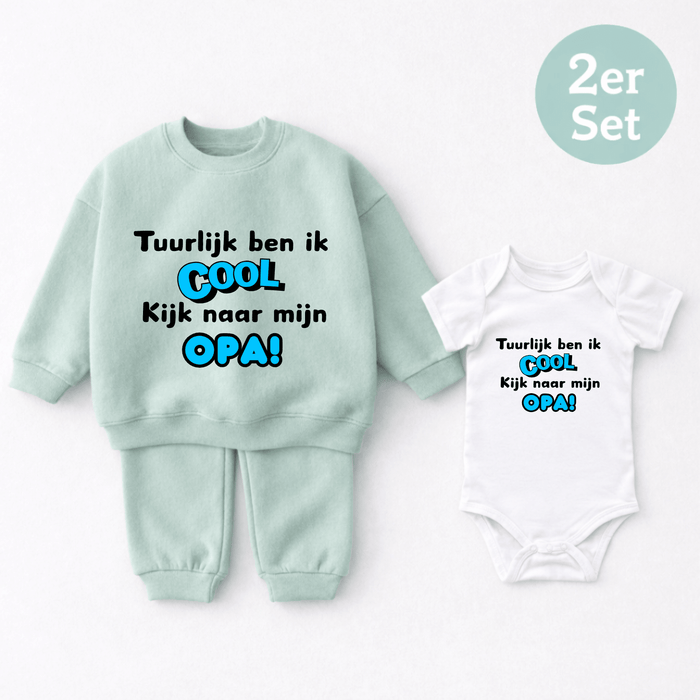 Tuurlijk ben ik cool Kijk naar mijn OPA! 2er set - Märchen Mode aus Bio - Baumwolle personalisierte geschenke Babyset & Bodys mit spruch & Geschenkideen für Neugeborene & 0–24 Monate & und perfekt als Geschenk zur Geburt