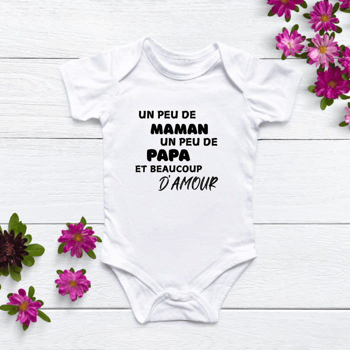 Un peu de MAMAN un peu de PAPA et beaucoup d’amour body - Märchen Mode aus Bio-Baumwolle personalisierte geschenke Babyset & Bodys mit spruch & Geschenkideen für Neugeborene & 0–24 Monate & und perfekt als Geschenk zur Geburt