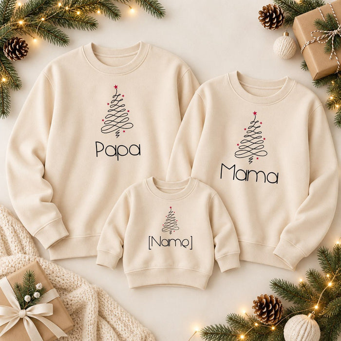 Weihnachts-Matching-Set Mama, Papa & Baby - Beige - Märchen Mode aus Bio-Baumwolle personalisierte geschenke Babyset & Bodys mit spruch & Geschenkideen für Neugeborene & 0–24 Monate & und perfekt als Geschenk zur Geburt