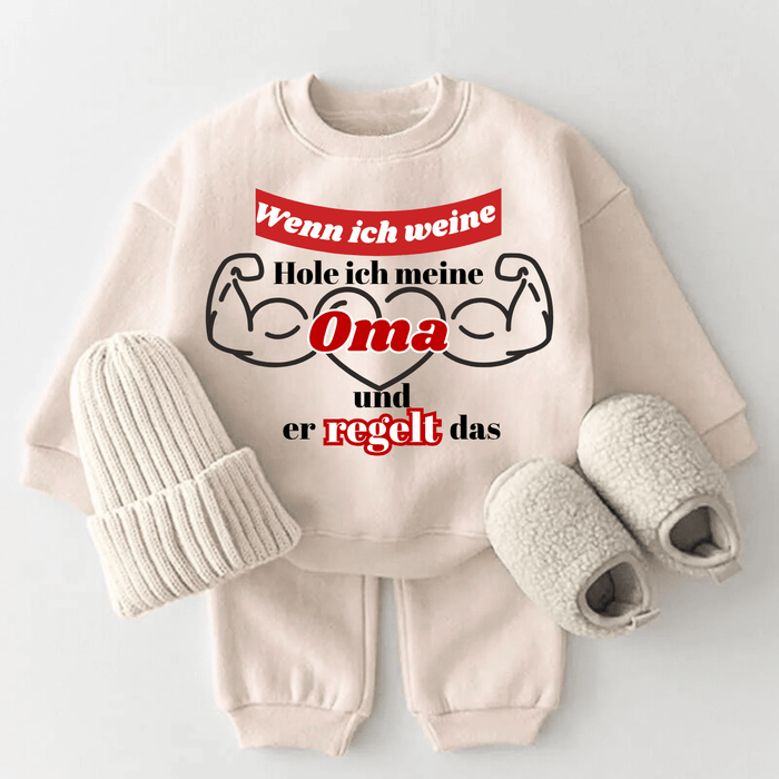 Wenn ich weine, hole ich meine Oma und sie regelt das!! - Märchen Mode aus Bio - Baumwolle personalisierte geschenke Babyset & Bodys mit spruch & Geschenkideen für Neugeborene & 0–24 Monate & und perfekt als Geschenk zur Geburt