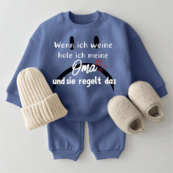 Wenn ich weine, hole ich meine Oma und sie regelt das!! - Märchen Mode aus Bio - Baumwolle personalisierte geschenke Babyset & Bodys mit spruch & Geschenkideen für Neugeborene & 0–24 Monate & und perfekt als Geschenk zur Geburt