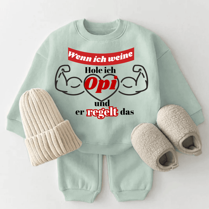 Wenn ich weine, hole ich Opi und er regelt das!!! - Märchen Mode aus Bio - Baumwolle personalisierte geschenke Babyset & Bodys mit spruch & Geschenkideen für Neugeborene & 0–24 Monate & und perfekt als Geschenk zur Geburt