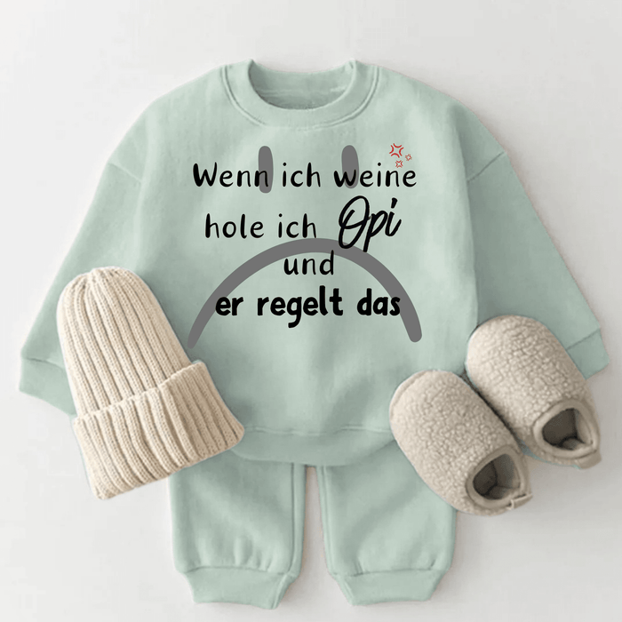 Wenn ich weine, hole ich Opi und er regelt das!! - Märchen Mode aus Bio - Baumwolle personalisierte geschenke Babyset & Bodys mit spruch & Geschenkideen für Neugeborene & 0–24 Monate & und perfekt als Geschenk zur Geburt
