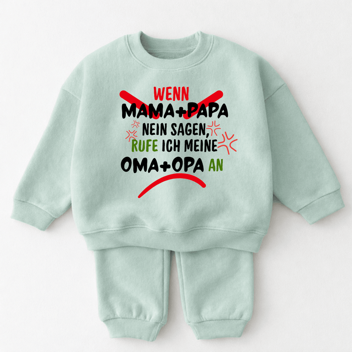 Wenn Mama+Papa nein sagen, rufe ich meine Oma+OPA an - Märchen Mode aus Bio - Baumwolle personalisierte geschenke Babyset & Bodys mit spruch & Geschenkideen für Neugeborene & 0–24 Monate & und perfekt als Geschenk zur Geburt