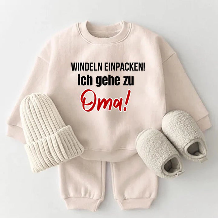 Windeln einpacken! ich geh zu Oma! - Märchen Mode aus Bio - Baumwolle personalisierte geschenke Babyset & Bodys mit spruch & Geschenkideen für Neugeborene & 0–24 Monate & und perfekt als Geschenk zur Geburt