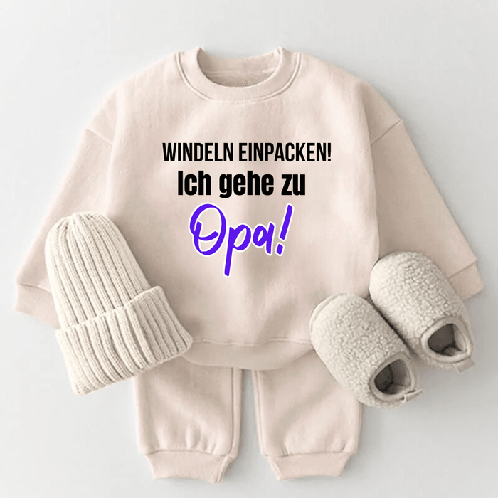Windeln einpacken! Ich geh zu Opa! - Märchen Mode aus Bio - Baumwolle personalisierte geschenke Babyset & Bodys mit spruch & Geschenkideen für Neugeborene & 0–24 Monate & und perfekt als Geschenk zur Geburt