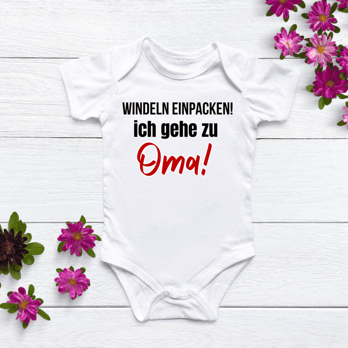 Windeln einpacken! Ich gehe zu Oma! Body - Märchen Mode aus Bio - Baumwolle personalisierte geschenke Babyset & Bodys mit spruch & Geschenkideen für Neugeborene & 0–24 Monate & und perfekt als Geschenk zur Geburt