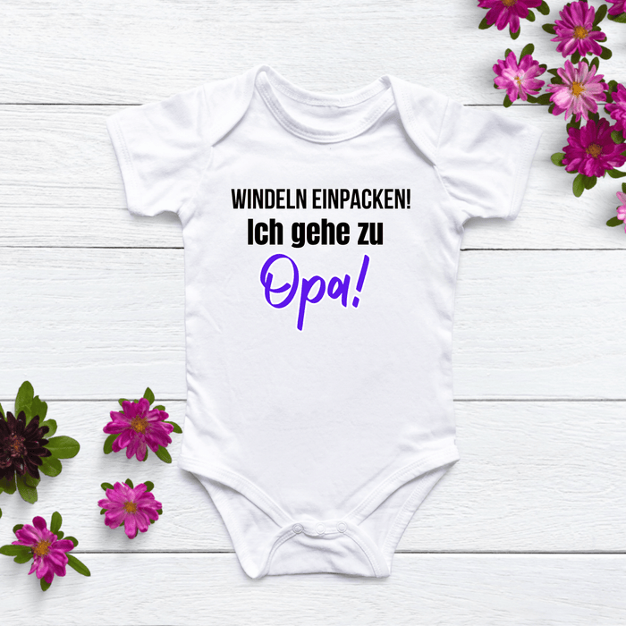 Windeln einpacken! Ich gehe zu Opa! Body - Märchen Mode aus Bio - Baumwolle personalisierte geschenke Babyset & Bodys mit spruch & Geschenkideen für Neugeborene & 0–24 Monate & und perfekt als Geschenk zur Geburt